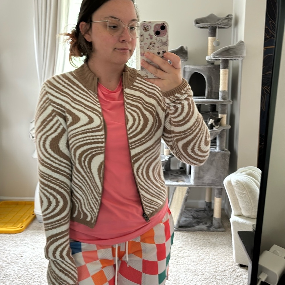 Swirl zipper cardigan